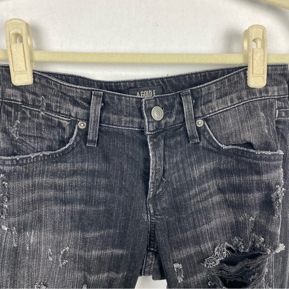Agolde Chloe Low Rise Slim Jeans Liverpool Black Distressed Size 24 - Picture 5 of 10